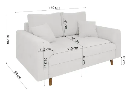 Lars - Polstergarnitur 3+2+1 mit Braun Holzfüßen im skandinavischen Stil aus Boucle-Stoff