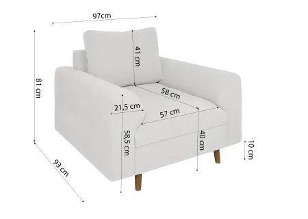 Lars - Polstergarnitur 3+2+1 mit Braun Holzfüßen im skandinavischen Stil aus Boucle-Stoff