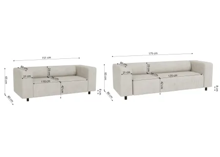 Oskar - Modernes Polstergarnitur 3+2 aus Cord-Stoff mit bequemem Sitz