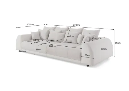 Vivienne - Big Sofa 4 Sitzer Boxspringfederung Lounge Sofa mit vielen losen Kissen