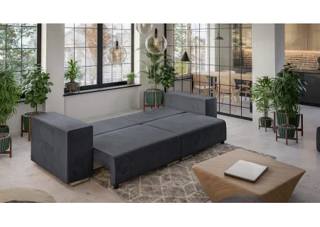 Vivian - Big Sofa mit Schlaffunktion, Boxspringfederung, Lounge Sofa mit vielen losen Kissen