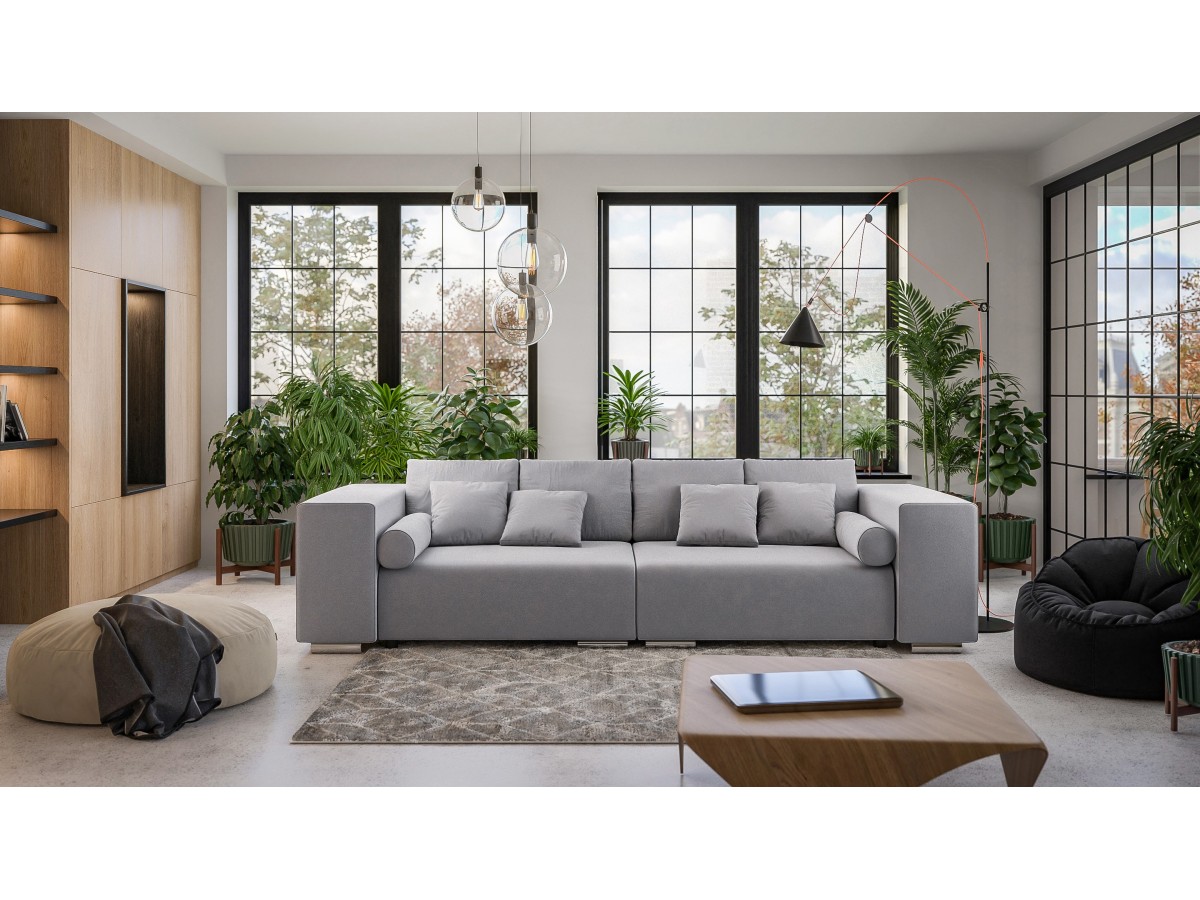 Vivian - Big Sofa mit Schlaffunktion, Boxspringfederung, Lounge Sofa mit vielen losen Kissen