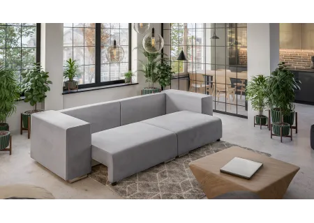 Vivian - Big Sofa mit Schlaffunktion, Boxspringfederung, Lounge Sofa mit vielen losen Kissen