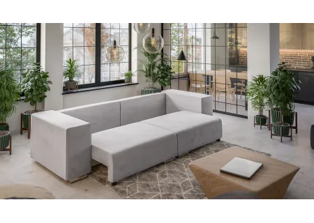 Vivian - Big Sofa mit Schlaffunktion, Boxspringfederung, Lounge Sofa mit vielen losen Kissen