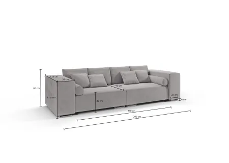 Vivian - Big Sofa mit Schlaffunktion, Boxspringfederung, Lounge Sofa mit vielen losen Kissen