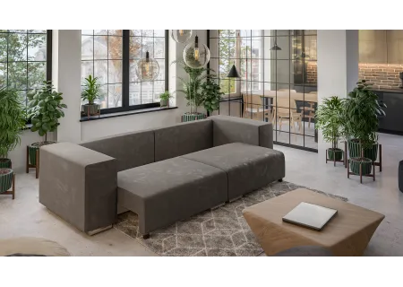 Vivian - Big Sofa mit Schlaffunktion, Boxspringfederung, Lounge Sofa mit vielen losen Kissen