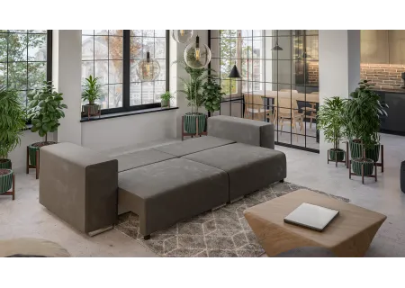 Vivian - Big Sofa mit Schlaffunktion, Boxspringfederung, Lounge Sofa mit vielen losen Kissen