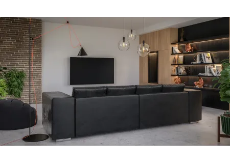 Calvin - Big Sofa mit Schlaffunktion, Boxspringfederung, Lounge Sofa mit vielen losen Kissen