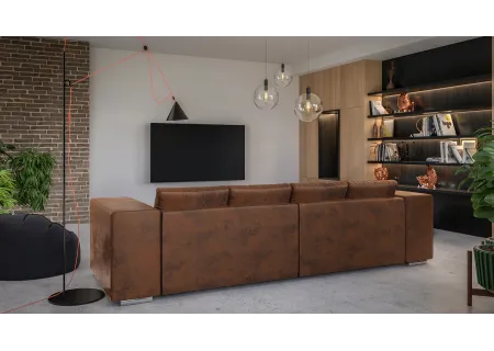 Calvin - Big Sofa mit Schlaffunktion, Boxspringfederung, Lounge Sofa mit vielen losen Kissen