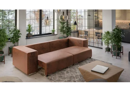 Calvin - Big Sofa mit Schlaffunktion, Boxspringfederung, Lounge Sofa mit vielen losen Kissen