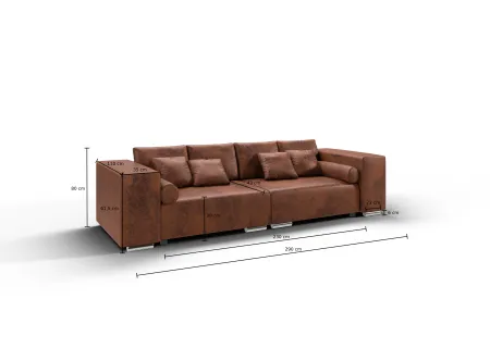 Calvin - Big Sofa mit Schlaffunktion, Boxspringfederung, Lounge Sofa mit vielen losen Kissen