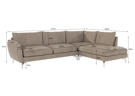 Patrick - Modernes Ecksofa mit Silber Metall Füßen