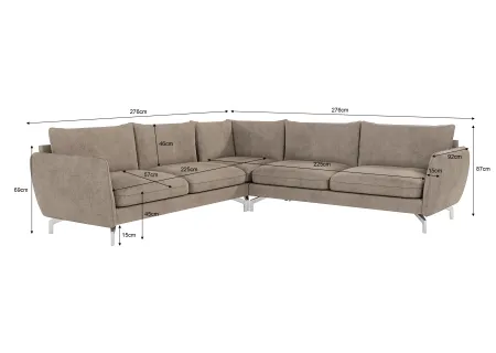 Patrick - Modernes Ecksofa mit Silber Metall Füßen