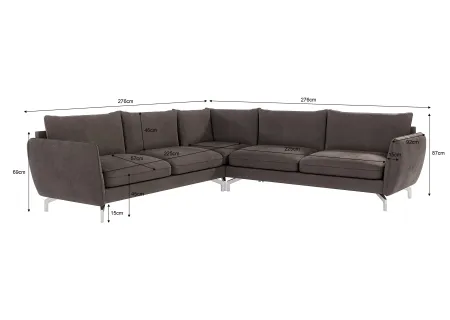 Patrick - Modernes Ecksofa mit Silber Metall Füßen