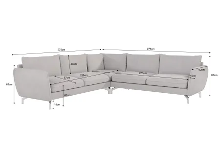 Patrick - Modernes Ecksofa mit Silber Metall Füßen