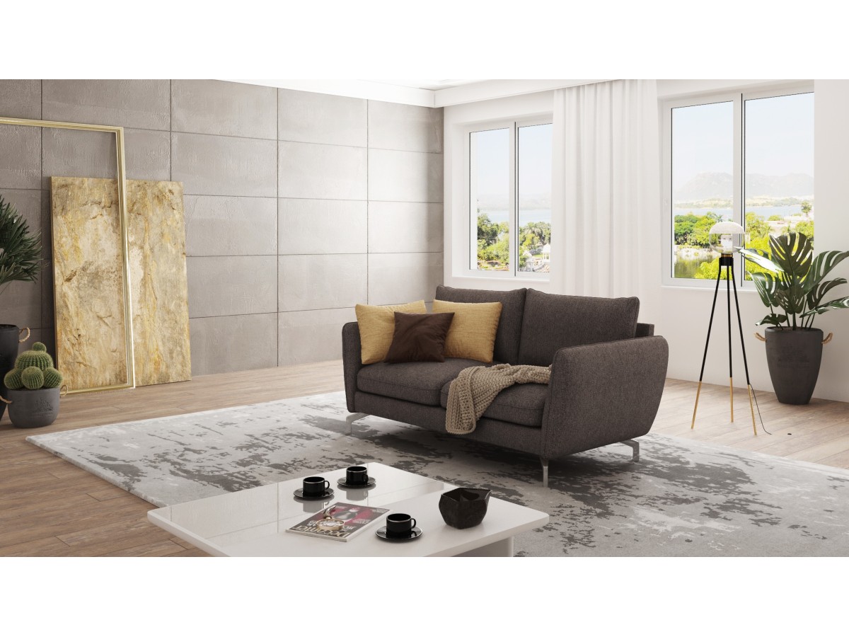 Patrick - Modernes Sofa 2-Sitzer mit Silber Metall Füßen