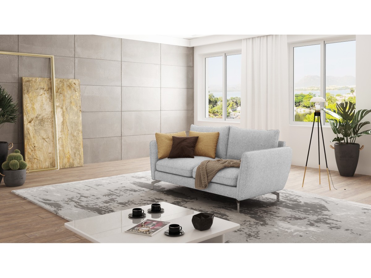 Patrick - Modernes Sofa 2-Sitzer mit Silber Metall Füßen