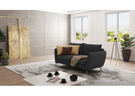 Patrick - Modernes Sofa 2-Sitzer mit Silber Metall Füßen