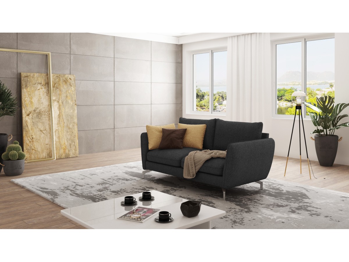 Patrick - Modernes Sofa 2-Sitzer mit Silber Metall Füßen