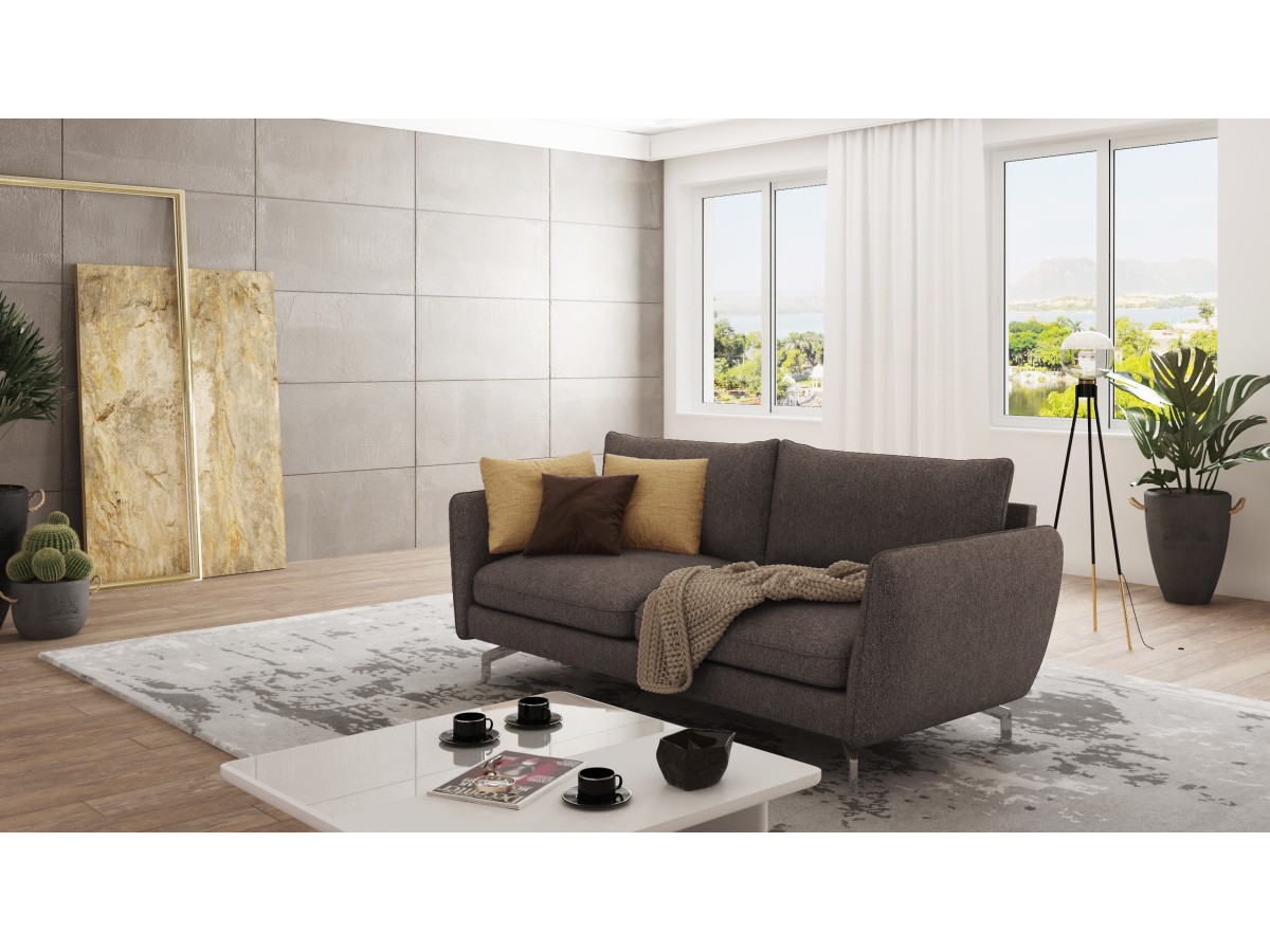 Patrick - Modernes Sofa 3-Sitzer mit Silber Metall Füßen