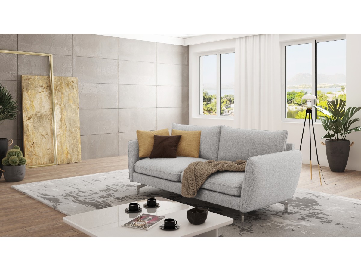 Patrick - Modernes Sofa 3-Sitzer mit Silber Metall Füßen