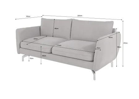 Patrick - Modernes Sofa 3-Sitzer mit Silber Metall Füßen