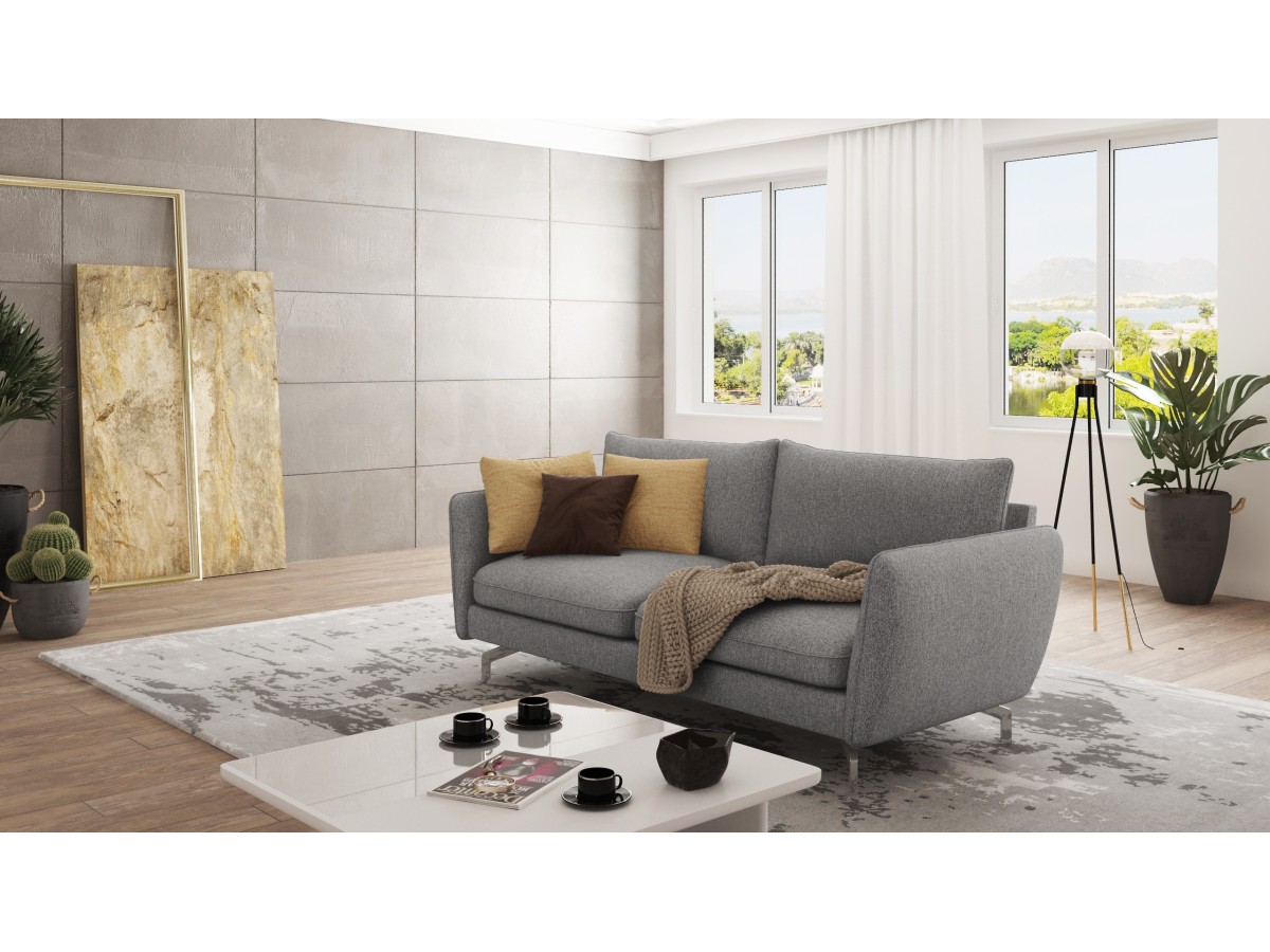 Patrick - Modernes Sofa 3-Sitzer mit Silber Metall Füßen