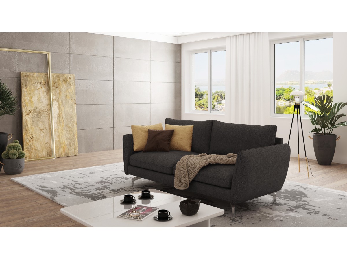 Patrick - Modernes Sofa 3-Sitzer mit Silber Metall Füßen