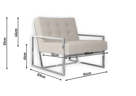 Vincent - Loungesessel mit Silber Füßen aus Bouclé-Stoff