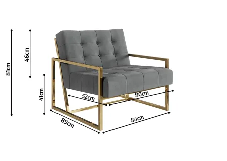 Vincent - Loungesessel mit Goldenen Metall Füßen aus Samtstoff