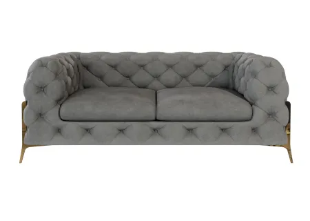 Natalie - Chesterfield Sofa 2-Sitzer mit Goldene Metall Füßen