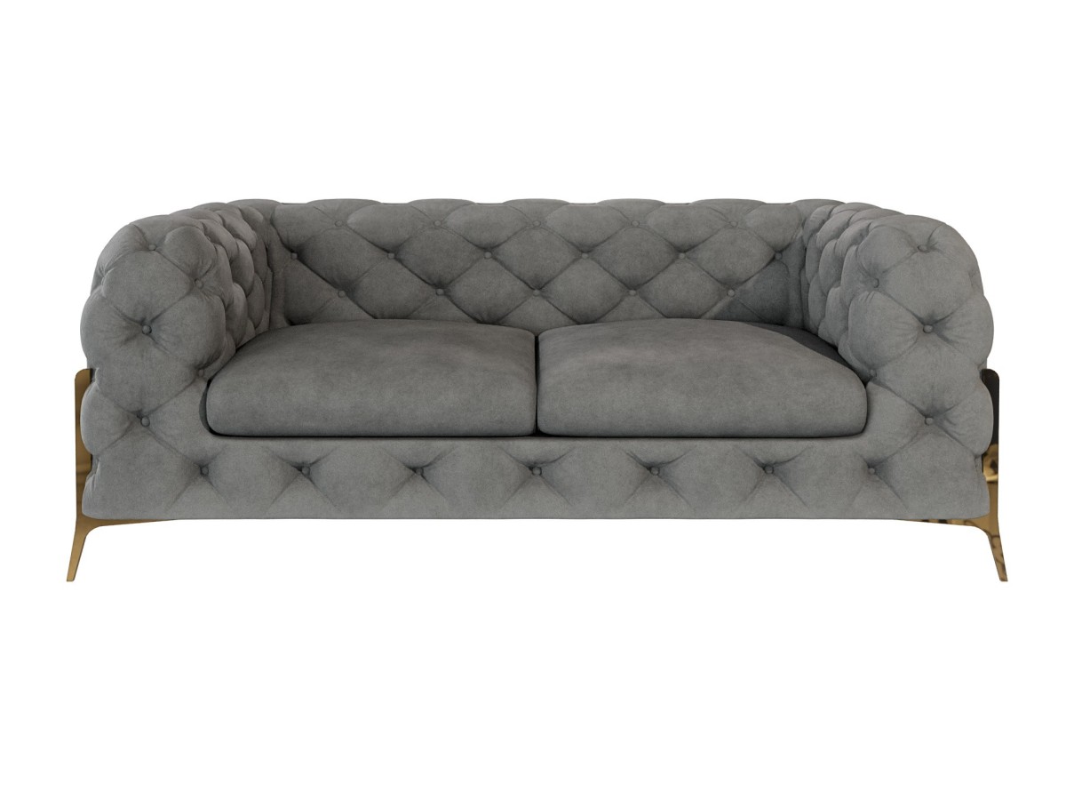 Natalie - Chesterfield Sofa 2-Sitzer mit Goldene Metall Füßen