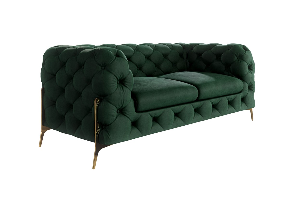 Natalie - Chesterfield Sofa 2-Sitzer mit Goldene Metall Füßen