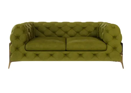 Natalie - Chesterfield Sofa 2-Sitzer mit Goldene Metall Füßen