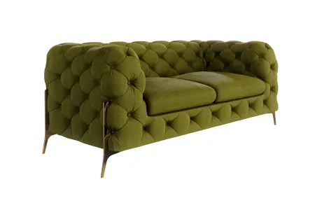 Natalie - Chesterfield Sofa 2-Sitzer mit Goldene Metall Füßen