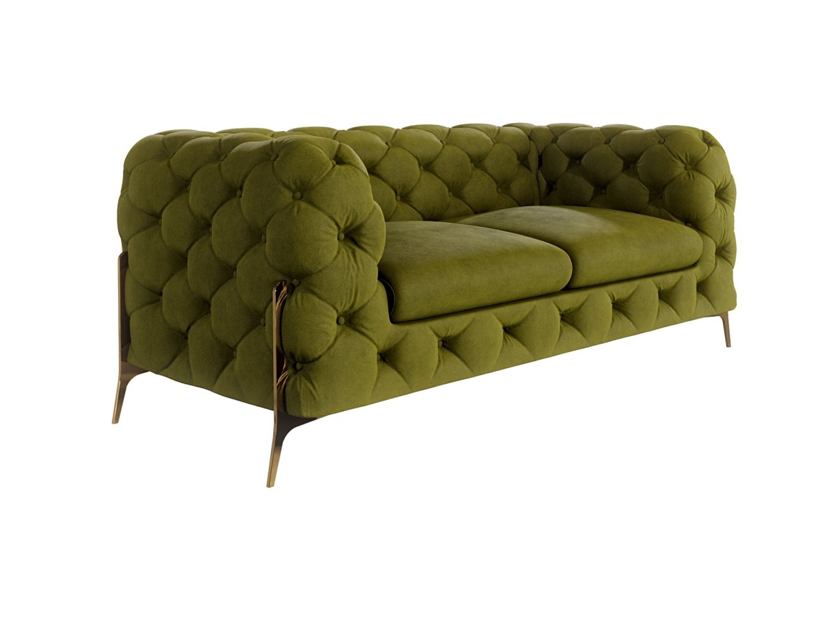 Natalie - Chesterfield Sofa 2-Sitzer mit Goldene Metall Füßen