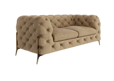 Natalie - Chesterfield Sofa 2-Sitzer mit Goldene Metall Füßen