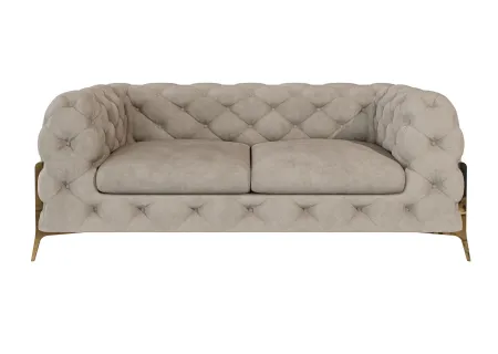 Natalie - Chesterfield Sofa 2-Sitzer mit Goldene Metall Füßen