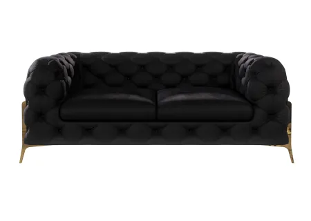 Natalie - Chesterfield Sofa 2-Sitzer mit Goldene Metall Füßen