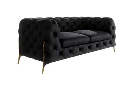 Natalie - Chesterfield Sofa 2-Sitzer mit Goldene Metall Füßen