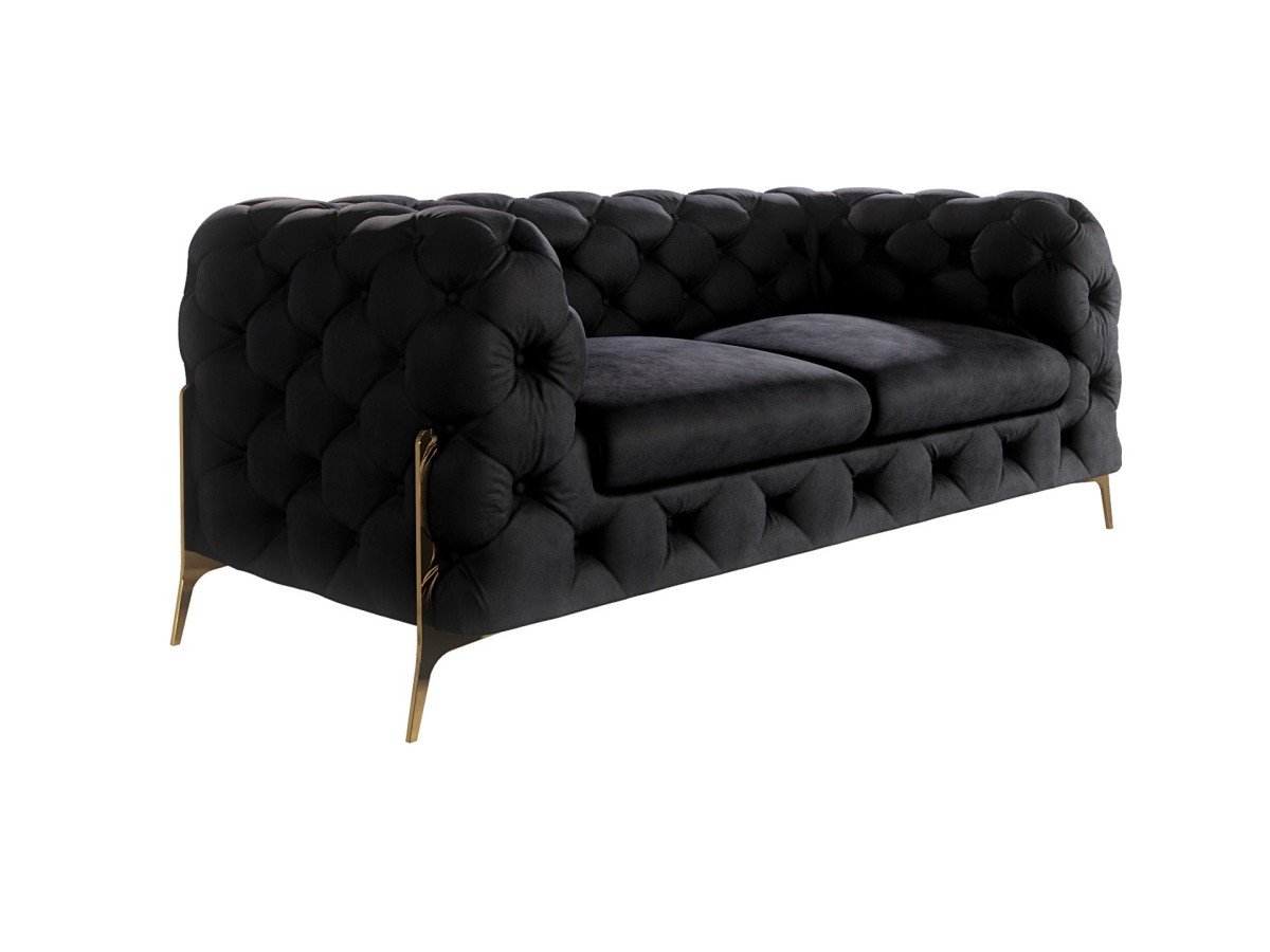 Natalie - Chesterfield Sofa 2-Sitzer mit Goldene Metall Füßen