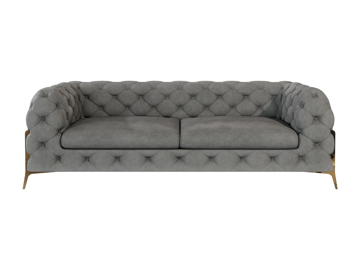 Natalie - Chesterfield Sofa 3-Sitzer mit Goldene Metall Füßen