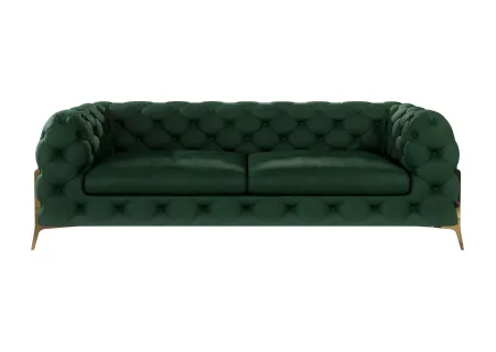 Natalie - Chesterfield Sofa 3-Sitzer mit Goldene Metall Füßen