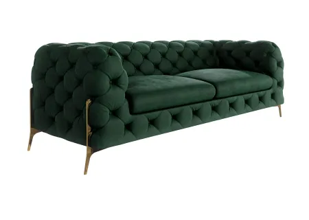 Natalie - Chesterfield Sofa 3-Sitzer mit Goldene Metall Füßen