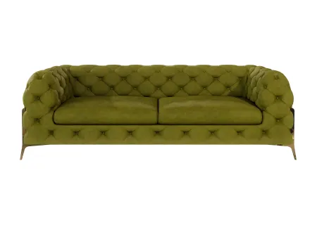 Natalie - Chesterfield Sofa 3-Sitzer mit Goldene Metall Füßen