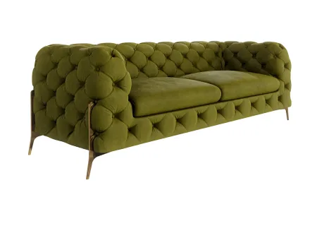 Natalie - Chesterfield Sofa 3-Sitzer mit Goldene Metall Füßen