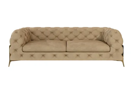 Natalie - Chesterfield Sofa 3-Sitzer mit Goldene Metall Füßen