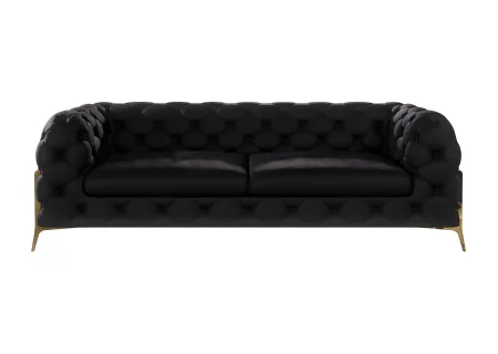 Natalie - Chesterfield Sofa 3-Sitzer mit Goldene Metall Füßen