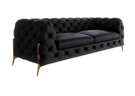 Natalie - Chesterfield Sofa 3-Sitzer mit Goldene Metall Füßen