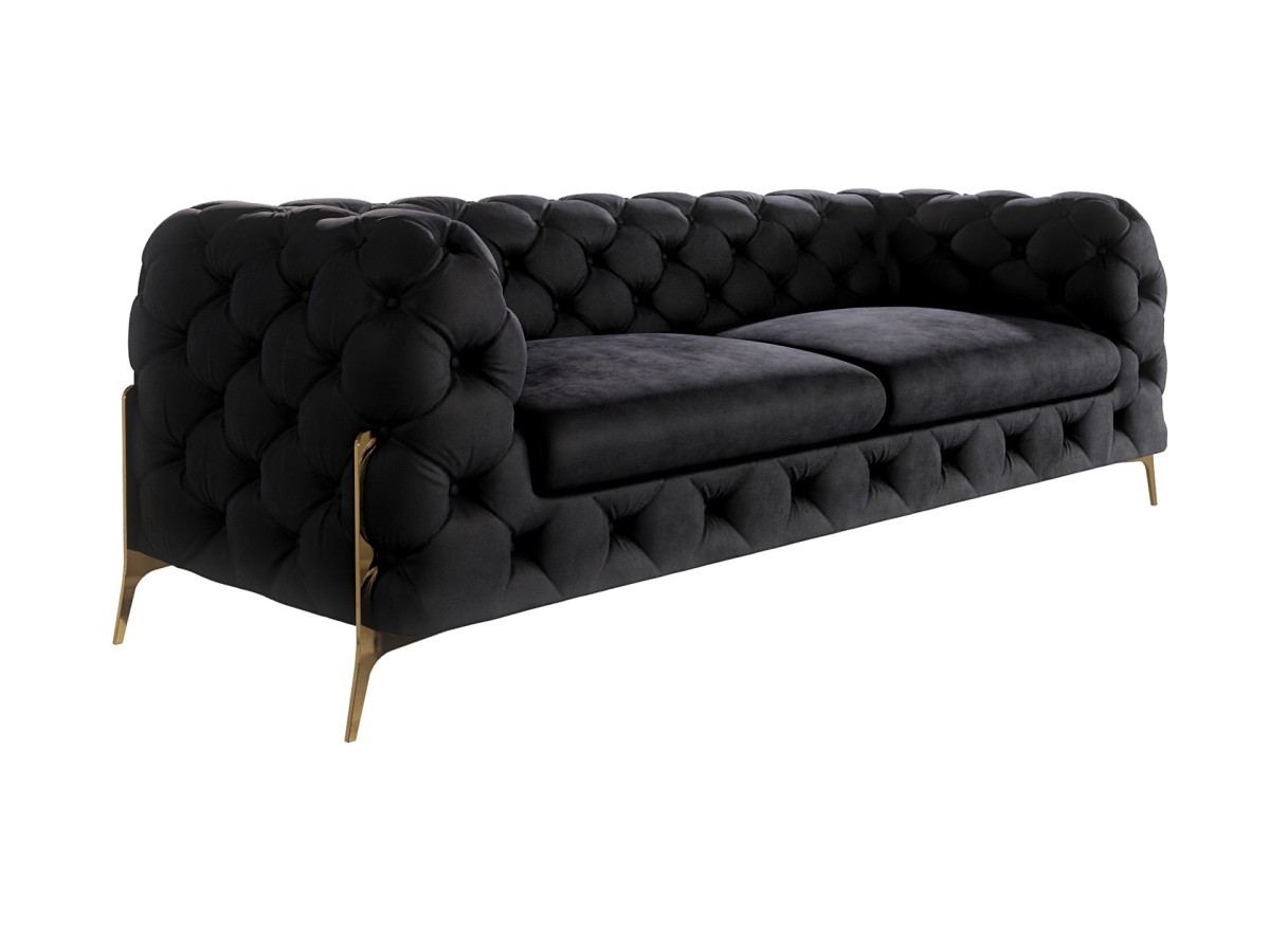 Natalie - Chesterfield Sofa 3-Sitzer mit Goldene Metall Füßen